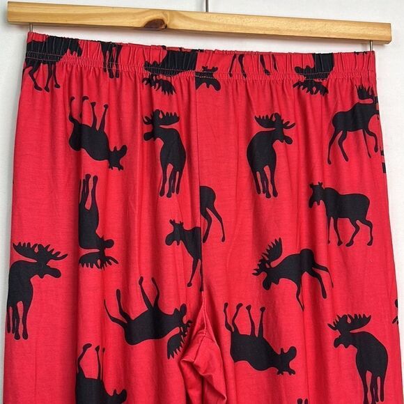 Ekaoer red and black moose print holiday 2 piece pajamas women large NWT - Picture 9 of 12